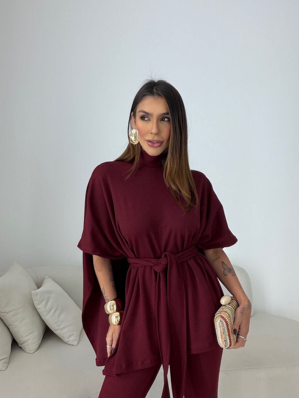 CONJUNTO IOLANDA FAIXA VINHO