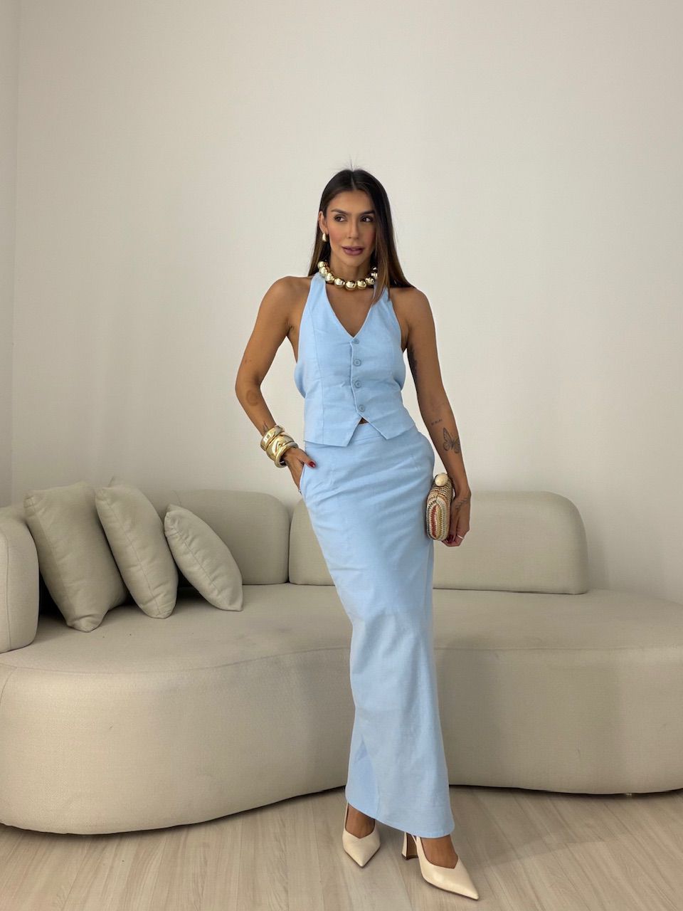 CONJUNTO JAMILE SAIA LONGA AZUL