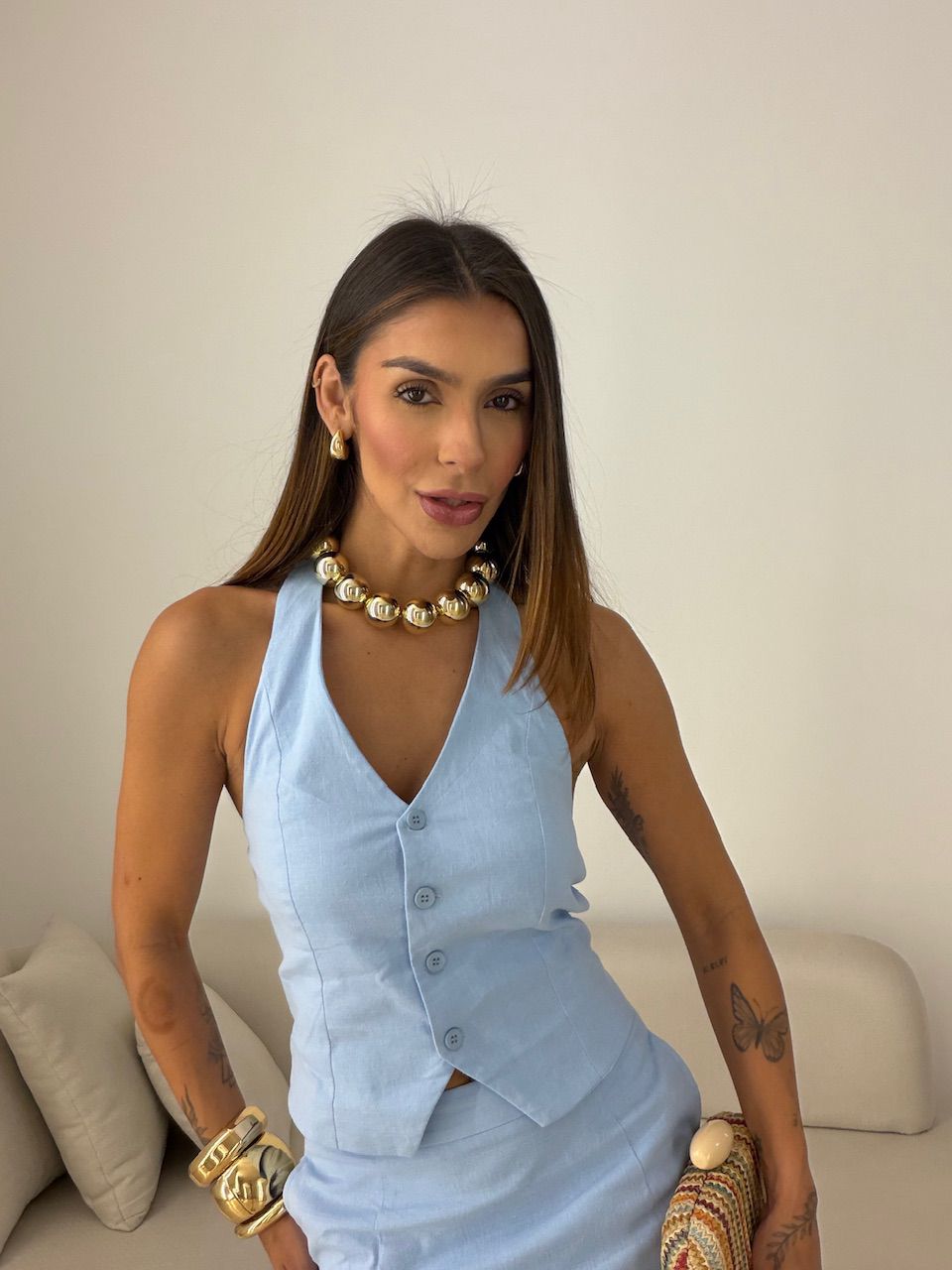 CONJUNTO JAMILE SAIA LONGA AZUL