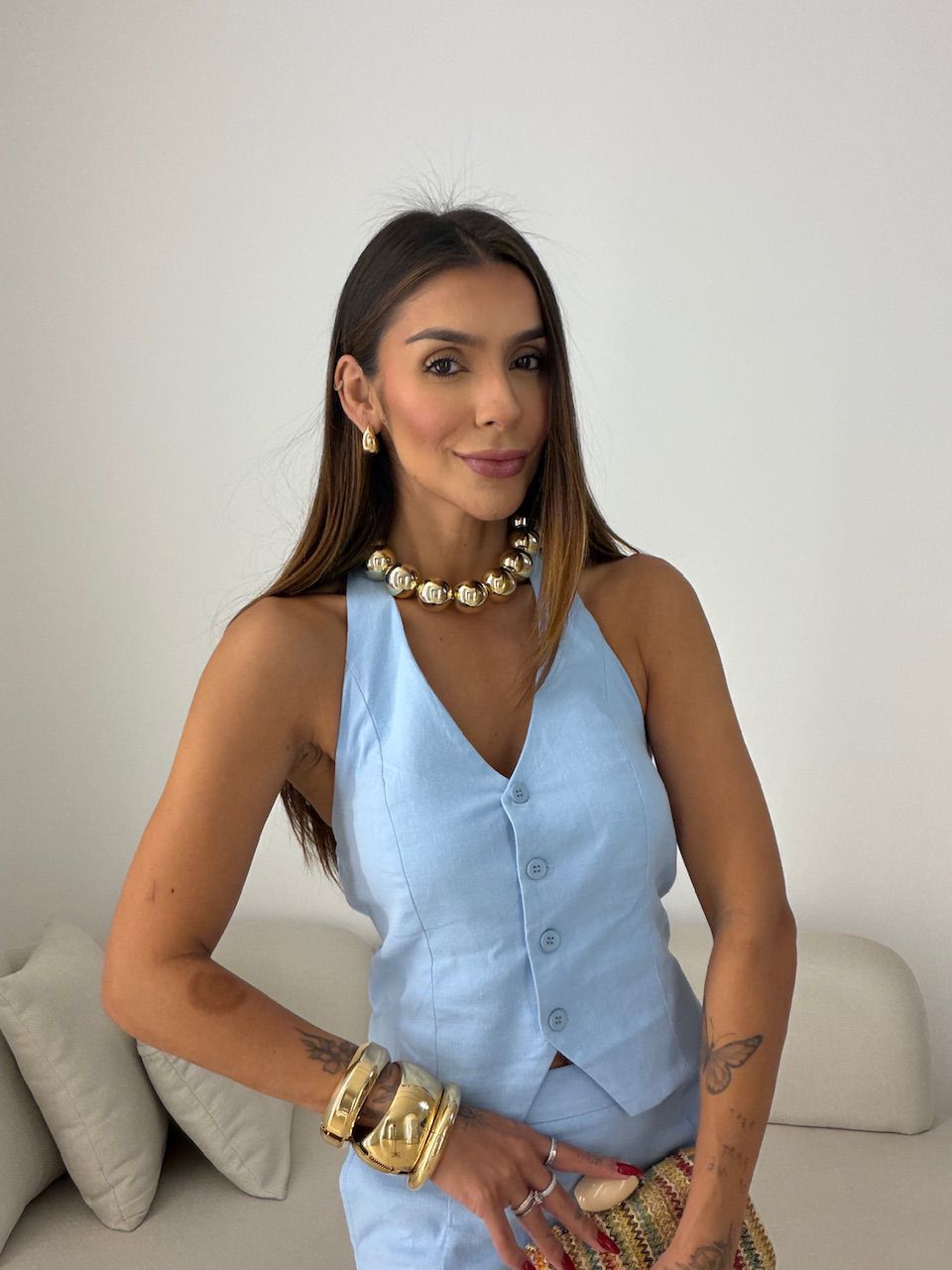 CONJUNTO JAMILE SAIA LONGA AZUL