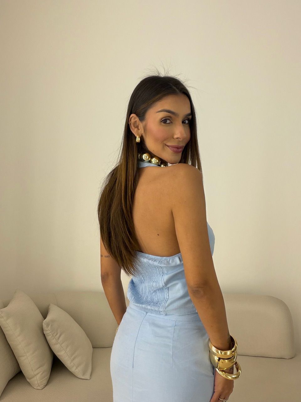 CONJUNTO JAMILE SAIA LONGA AZUL