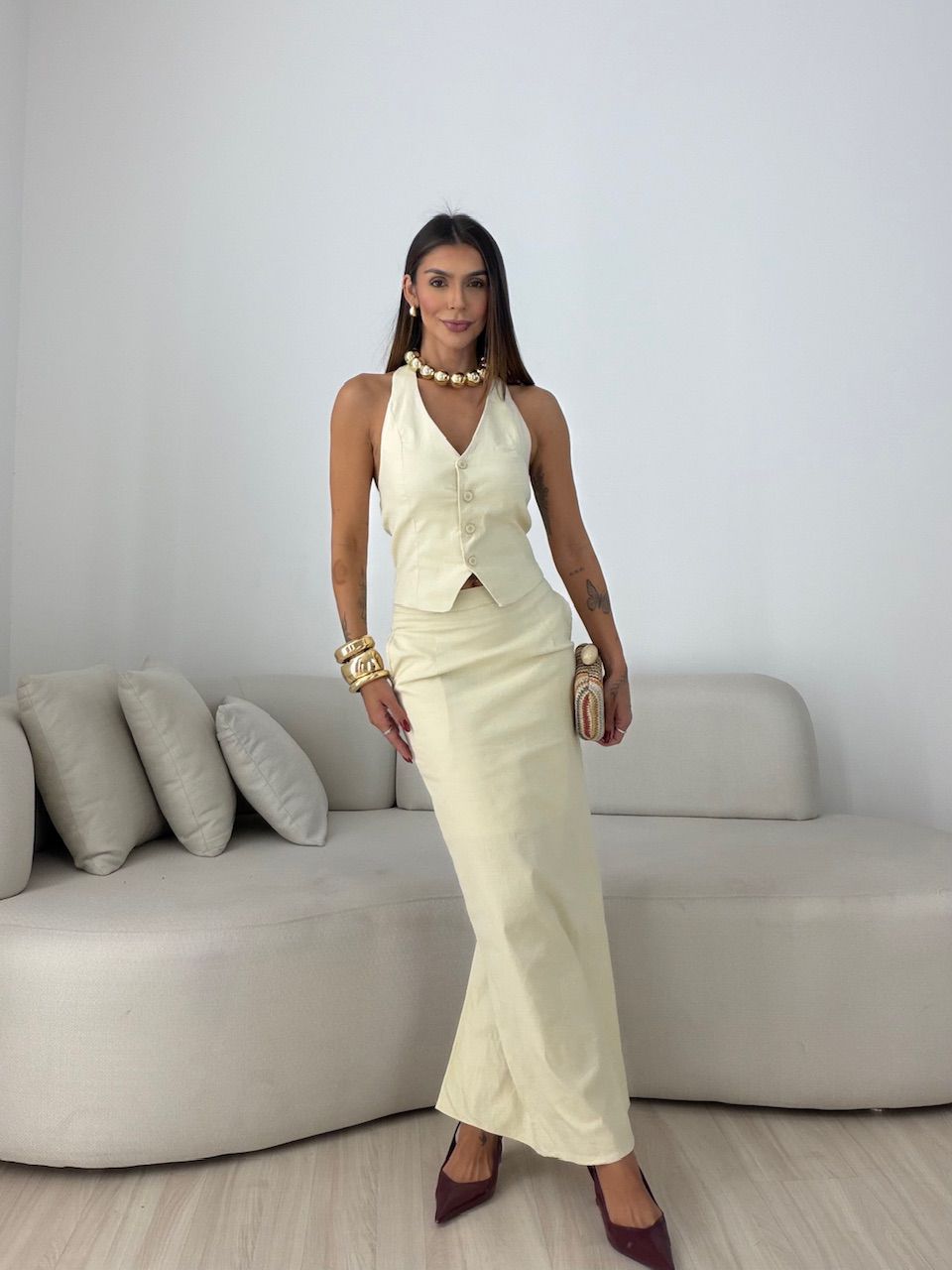 CONJUNTO JAMILE SAIA LONGA CREME
