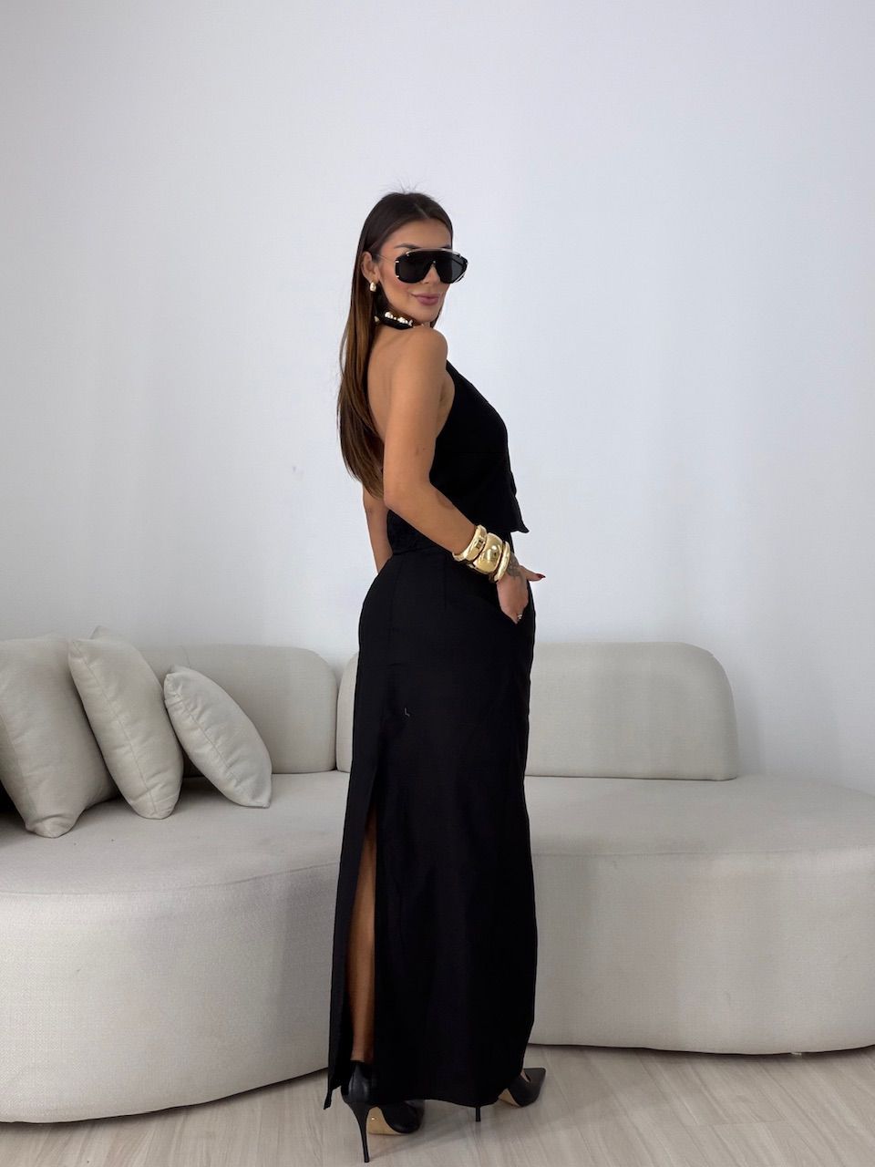 CONJUNTO JAMILE SAIA LONGA PRETO