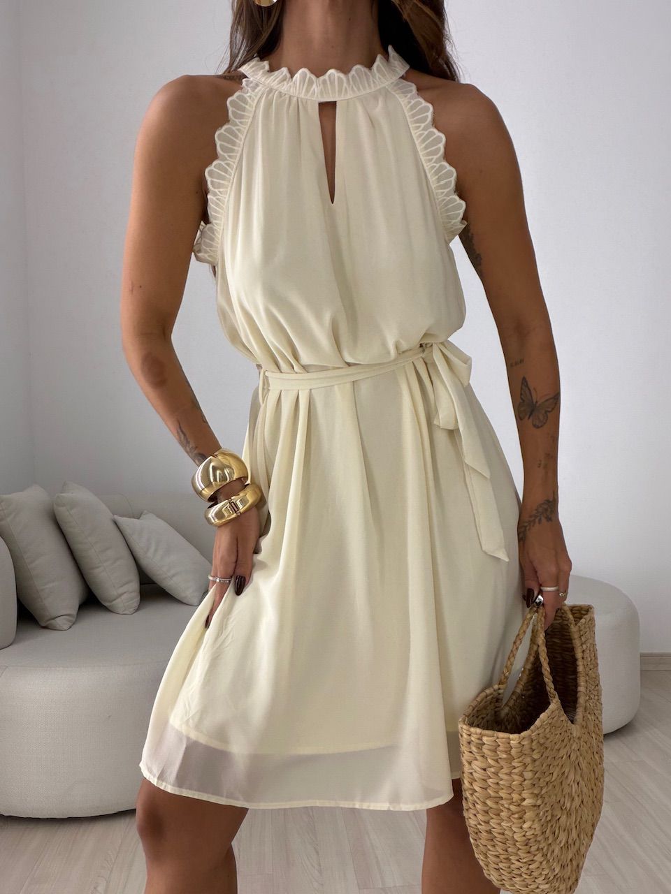 VESTIDO JORDANA RENDA CREME