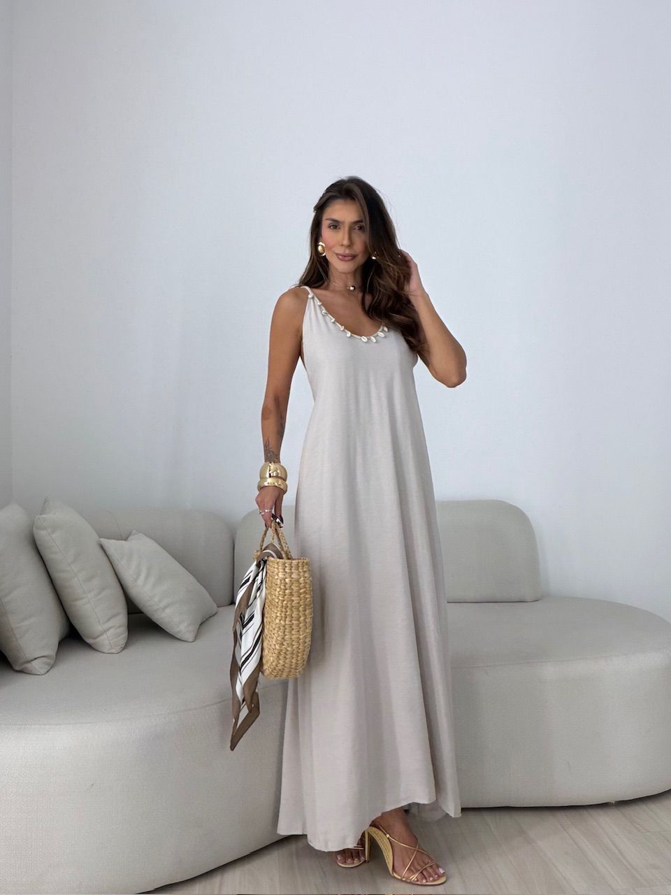VESTIDO MORGANA CONCHA CAQUI