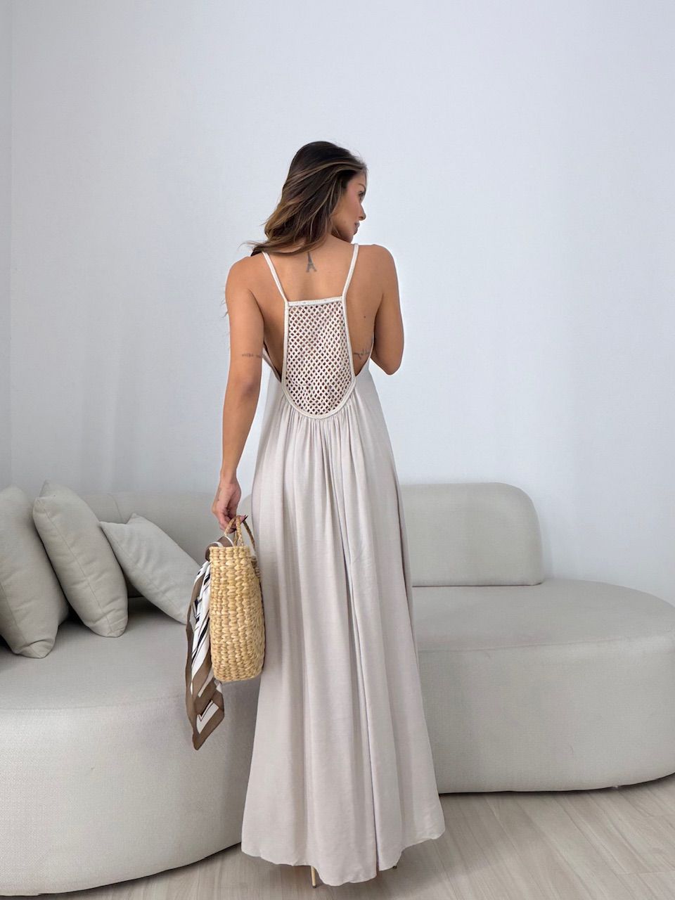 VESTIDO MORGANA CONCHA CAQUI