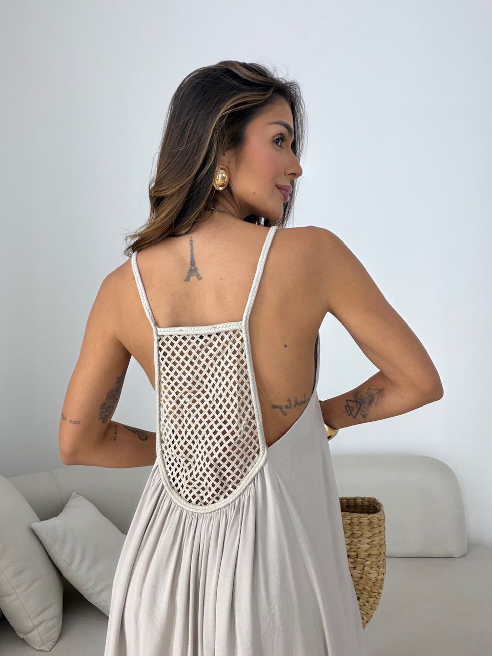 VESTIDO MORGANA CONCHA CAQUI
