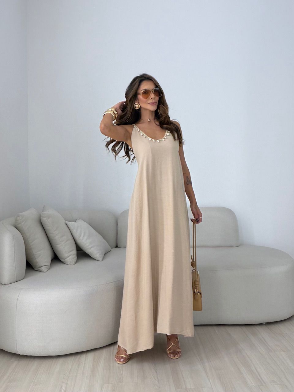 VESTIDO MORGANA CONCHA NUDE
