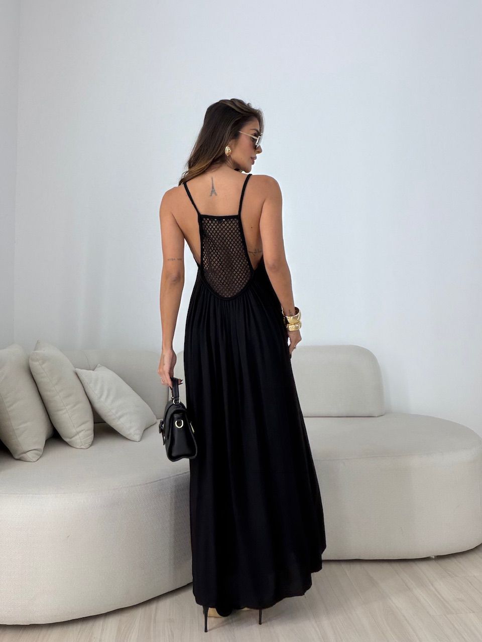 VESTIDO MORGANA CONCHA PRETO