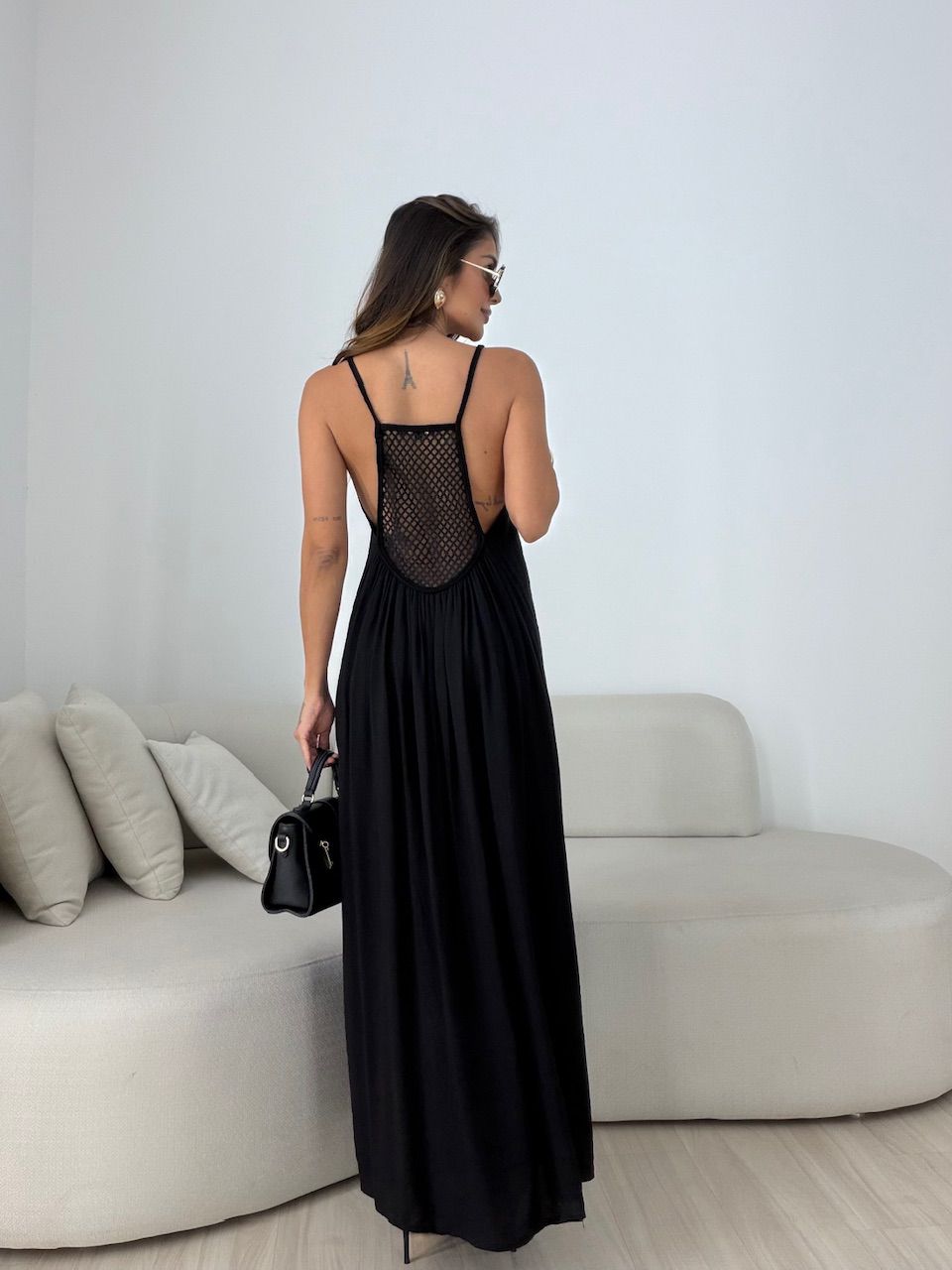 VESTIDO MORGANA CONCHA PRETO