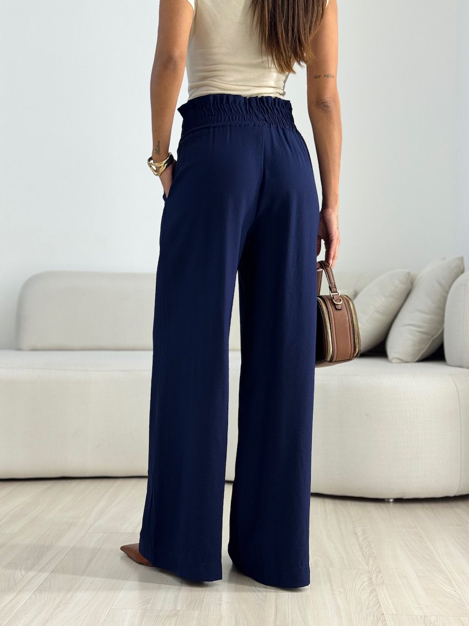 CALÇA MEL LASTEX MARINHO