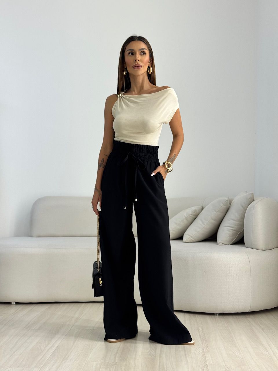 CALÇA MEL LASTEX PRETA
