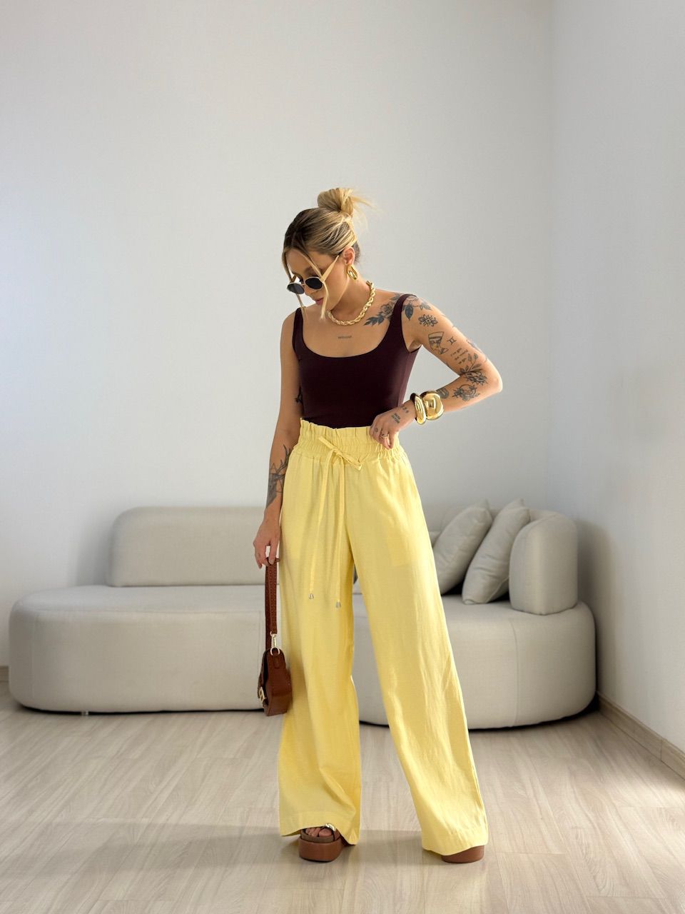 CALÇA MEL LASTEX YELLOW BUTTER
