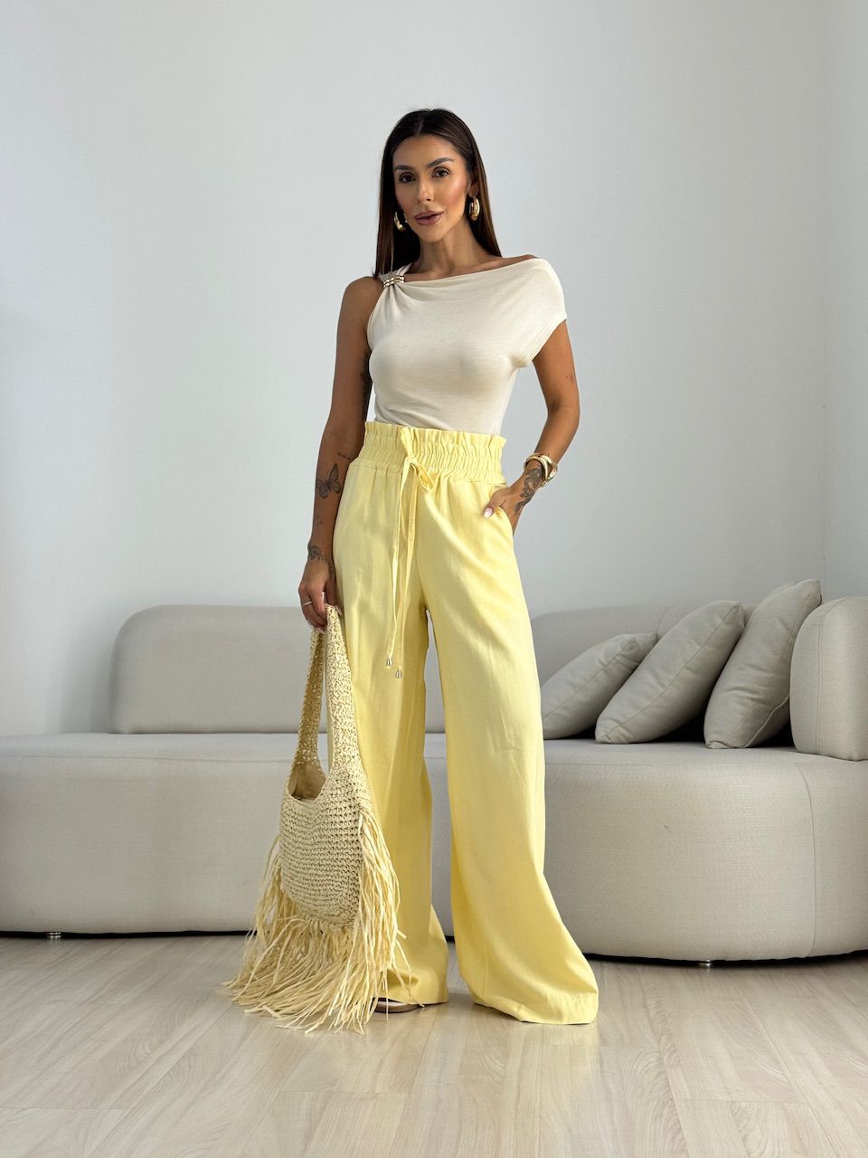 CALÇA MEL LASTEX YELLOW BUTTER