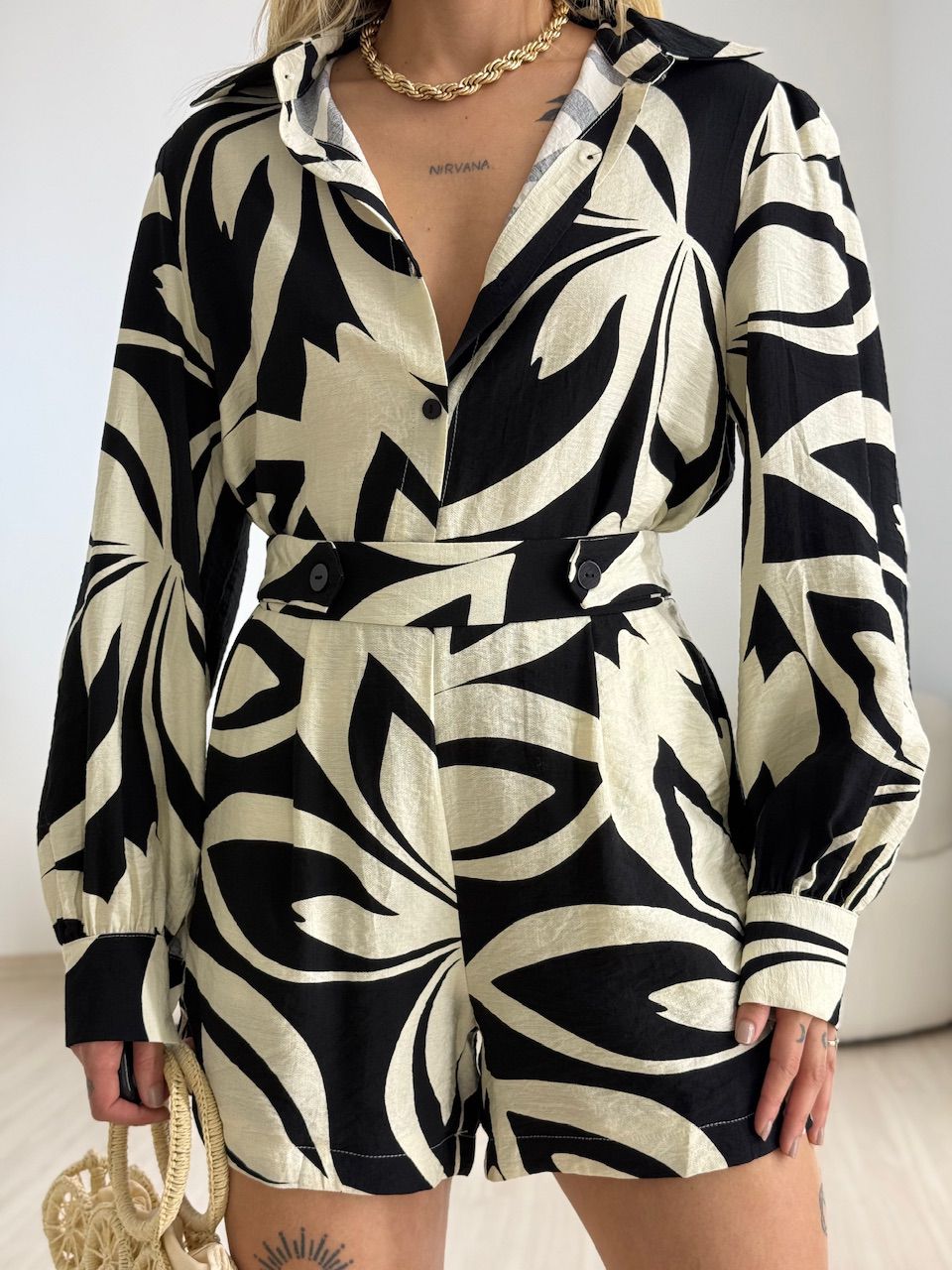 CONJUNTO LOLA ESTAMPADO PRETO