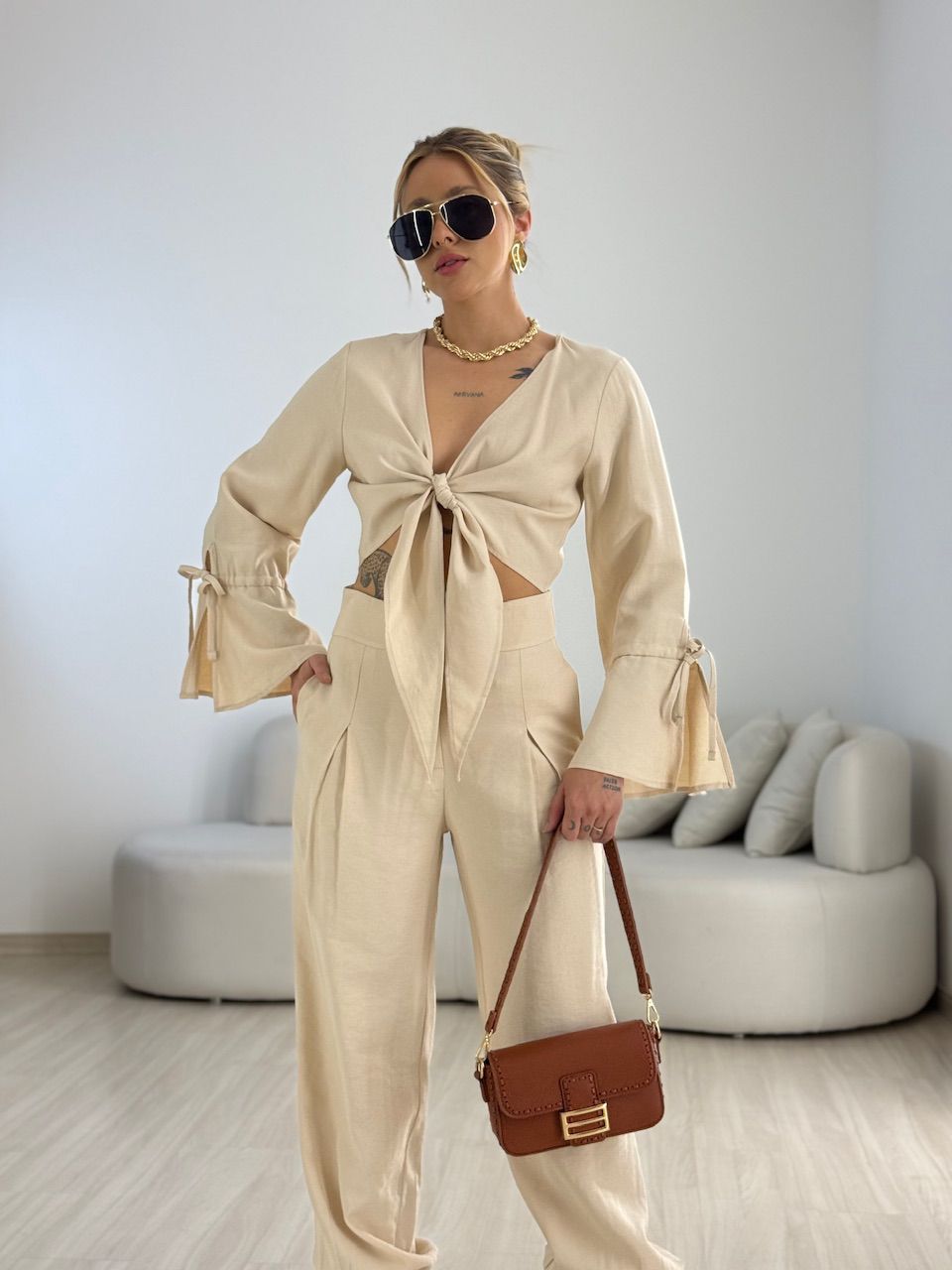 CONJUNTO MADONNA AMARRAÇÃO AREIA