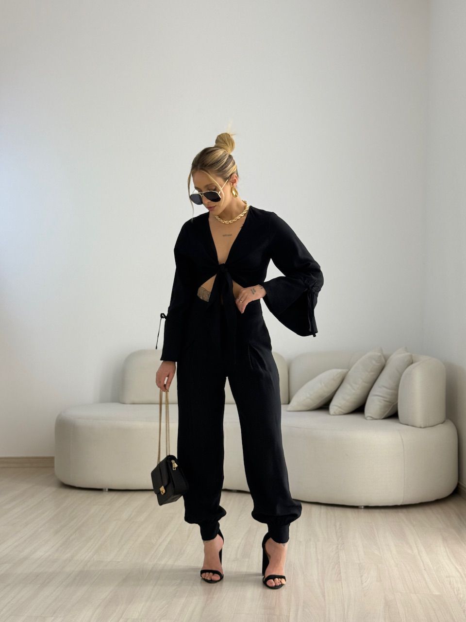CONJUNTO MADONNA AMARRAÇÃO PRETO
