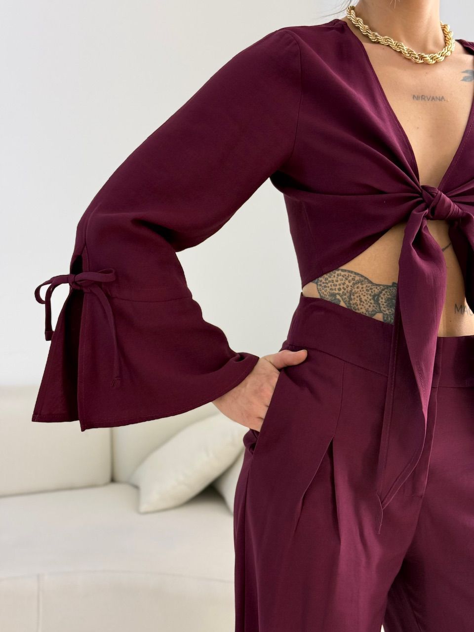 CONJUNTO MADONNA AMARRAÇÃO VINHO