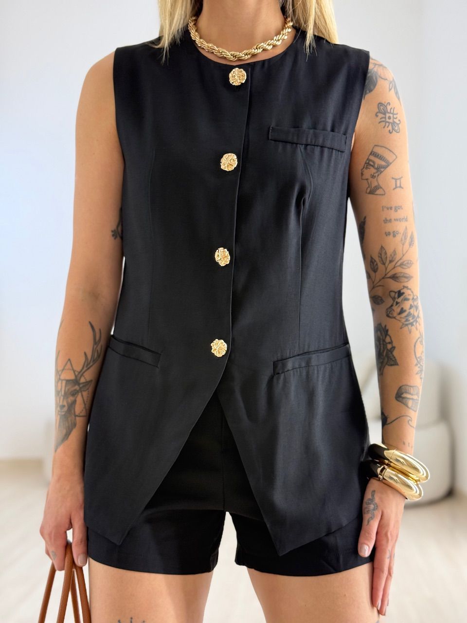 CONJUNTO NANY COLETE SHORT PRETO