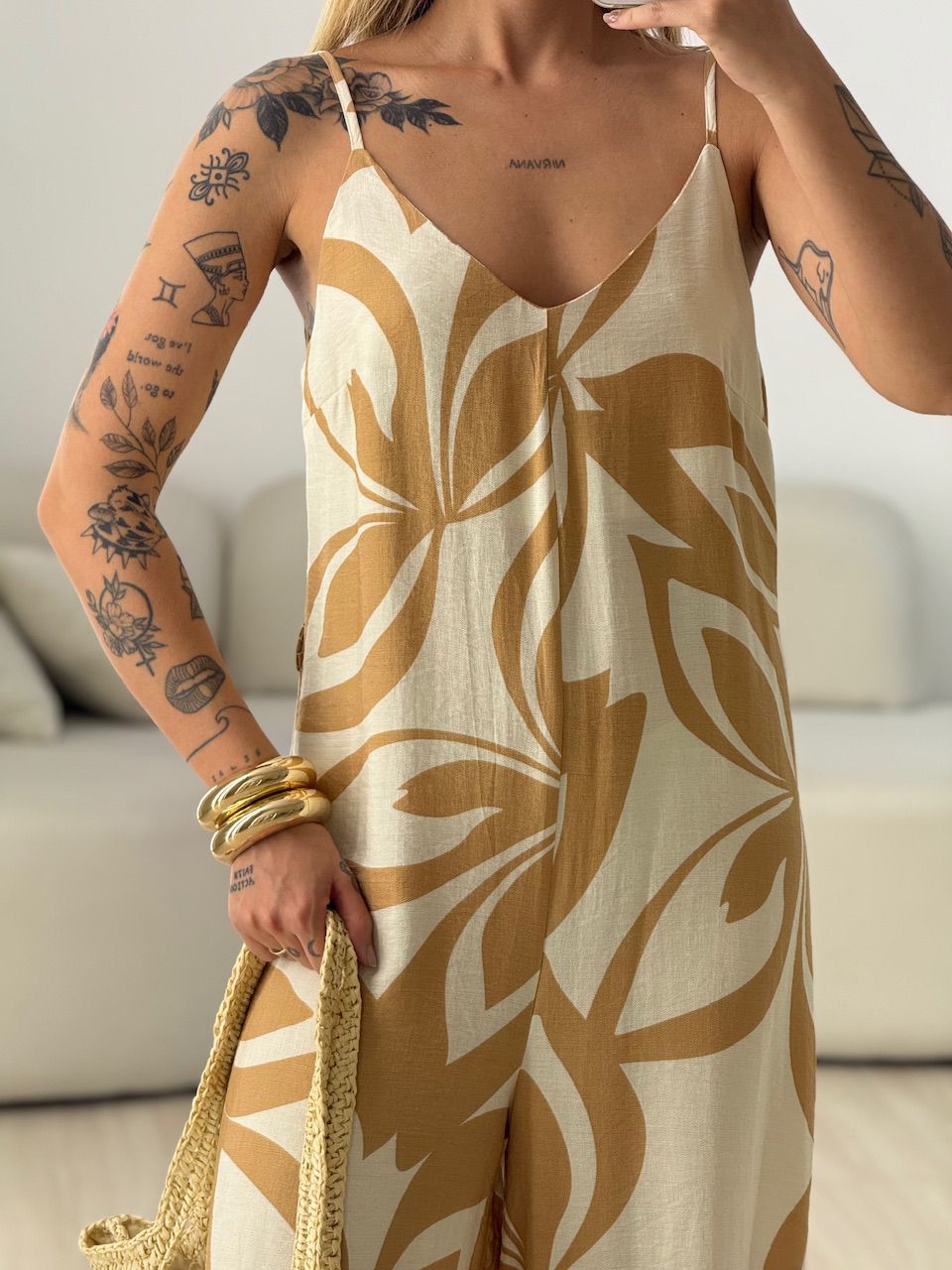 MACACÃO DANI ESTAMPADO NUDE