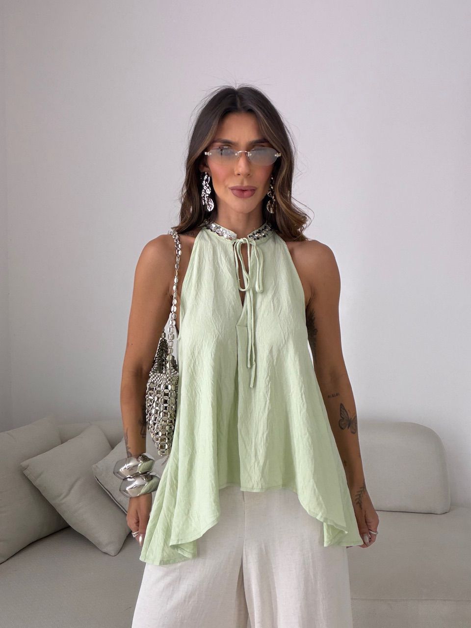 BLUSA ALICE APLICAÇÕES VERDE