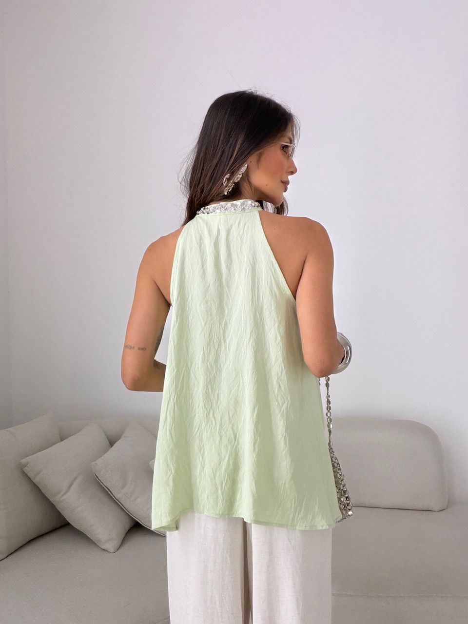 BLUSA ALICE APLICAÇÕES VERDE