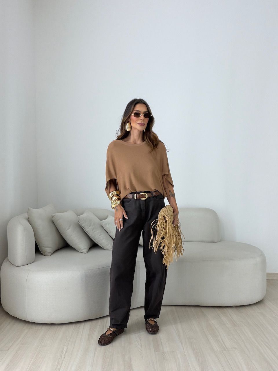 BLUSA GIANA MANGA MORCEGO CAPUCCINO 