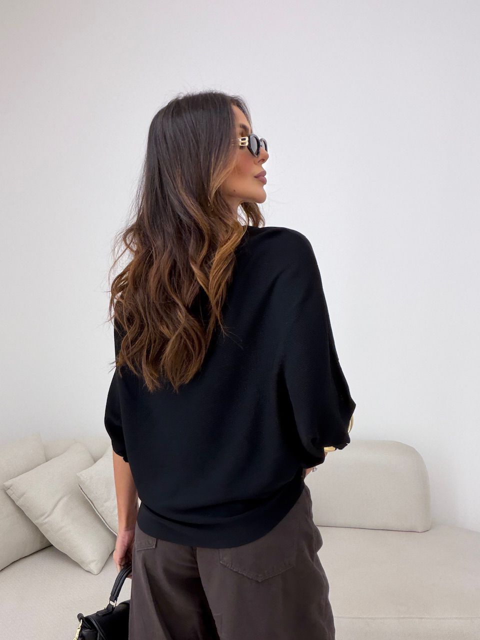BLUSA GIANA MANGA MORCEGO PRETA