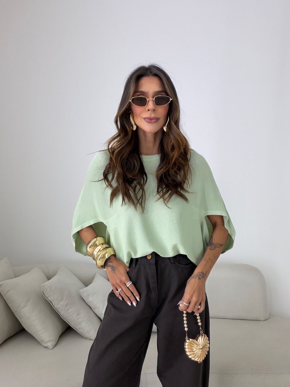 BLUSA GIANA MANGA MORCEGO VERDE