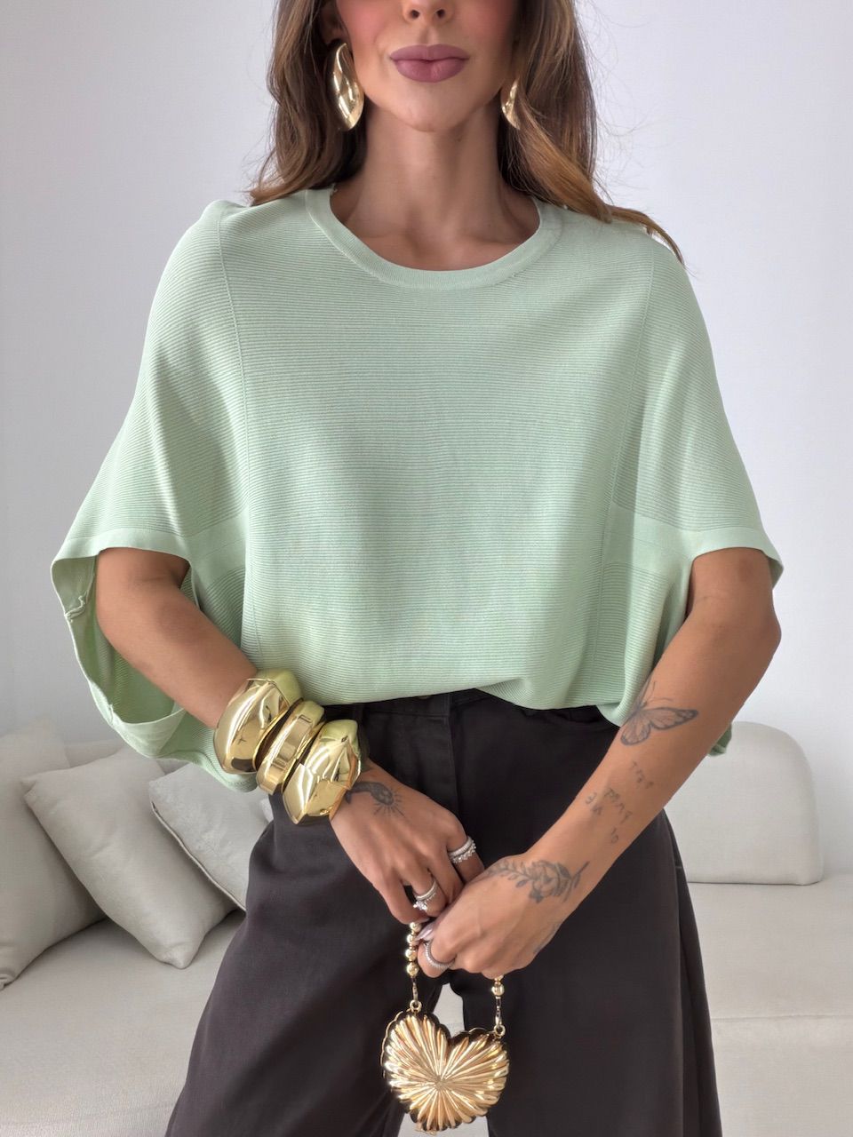 BLUSA GIANA MANGA MORCEGO VERDE