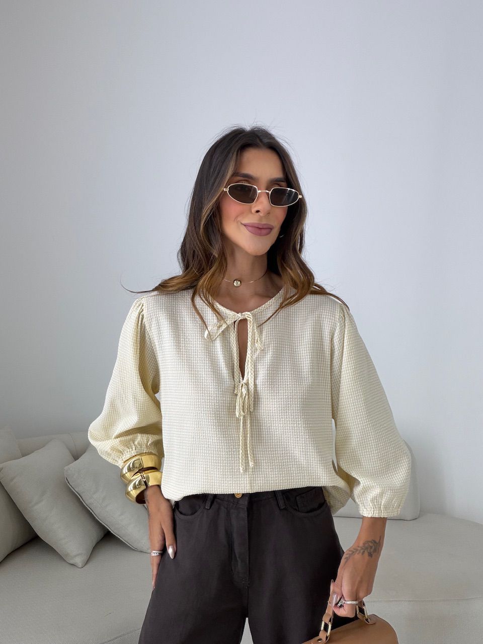 BLUSA NATÁLIA MANGA 3/4 AMARELA