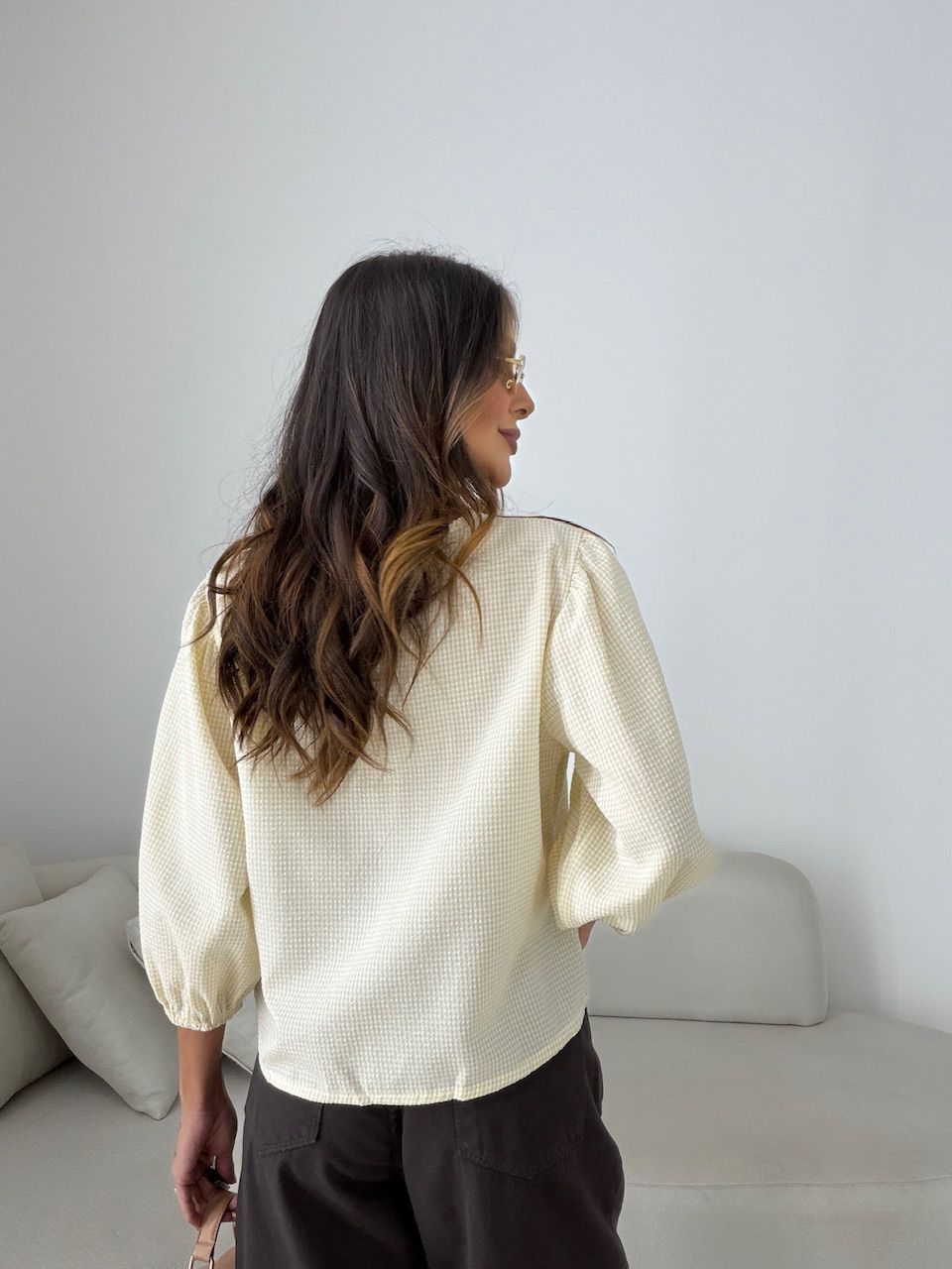 BLUSA NATÁLIA MANGA 3/4 AMARELA