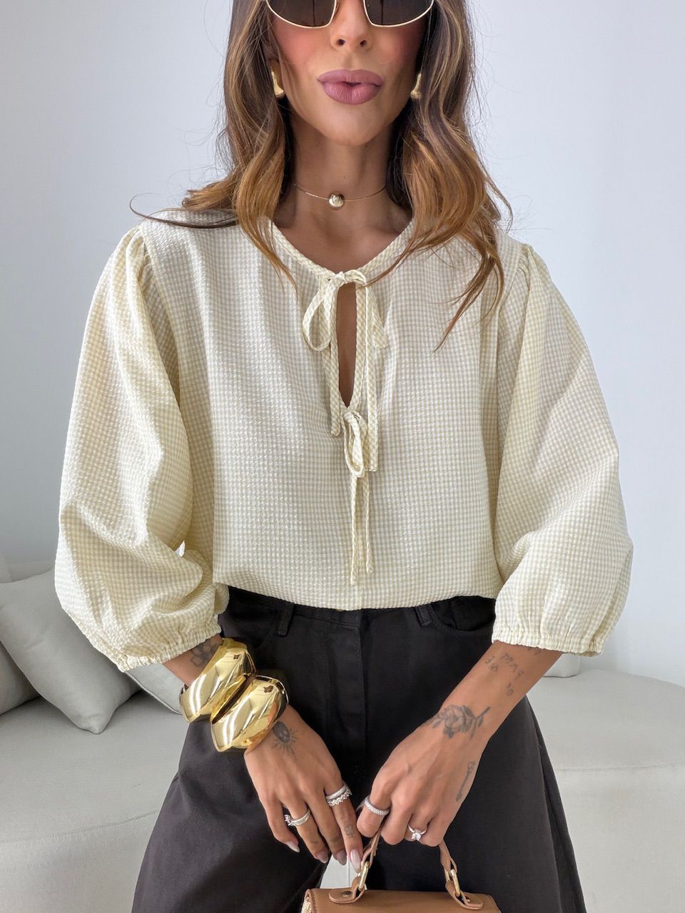 BLUSA NATÁLIA MANGA 3/4 AMARELA