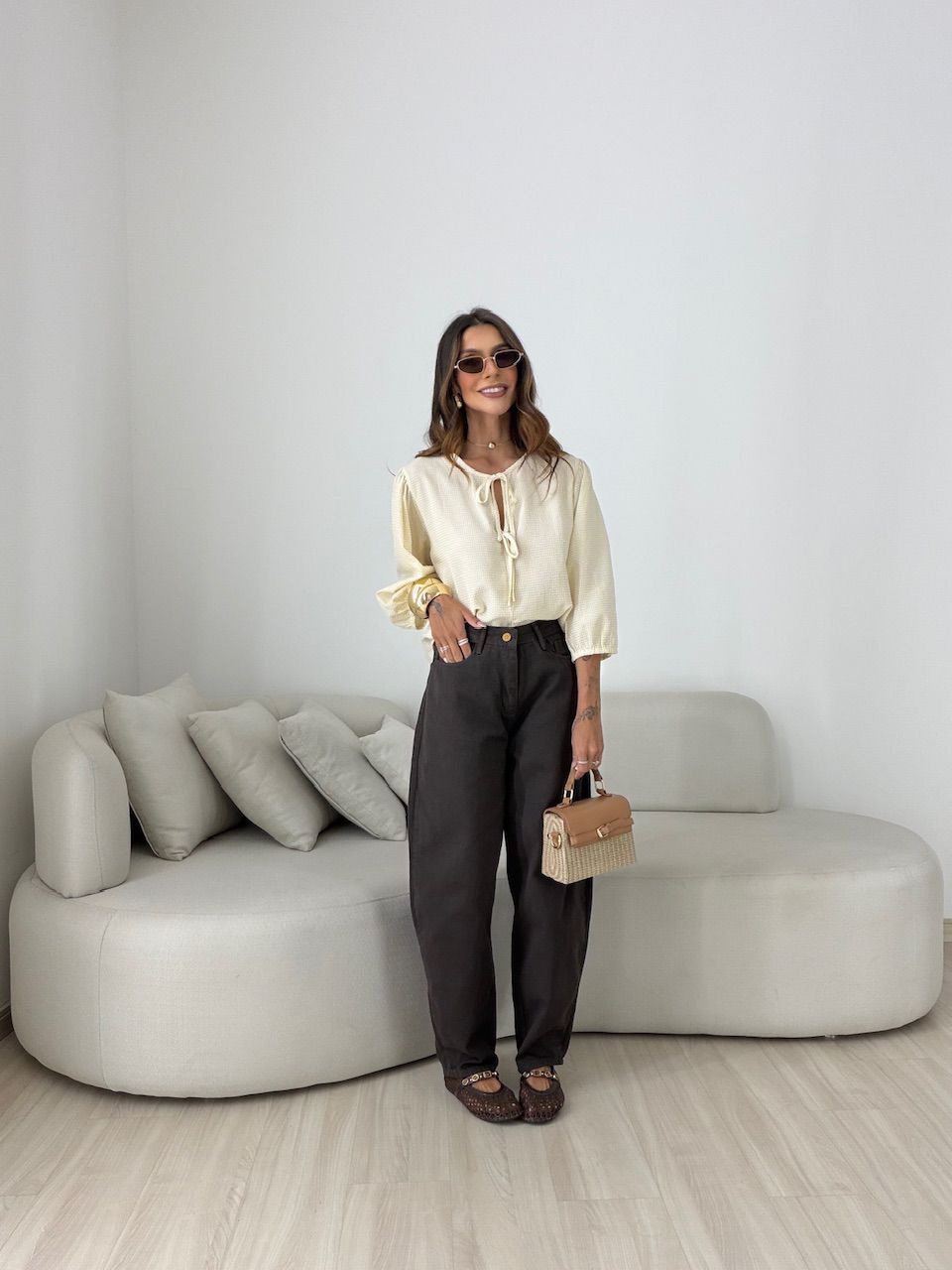 BLUSA NATÁLIA MANGA 3/4 AMARELA