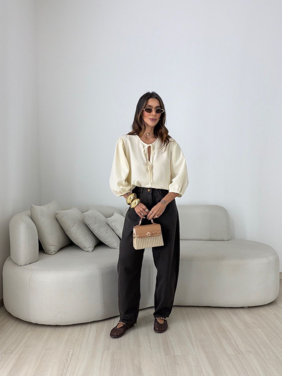BLUSA NATÁLIA MANGA 3/4 AMARELA