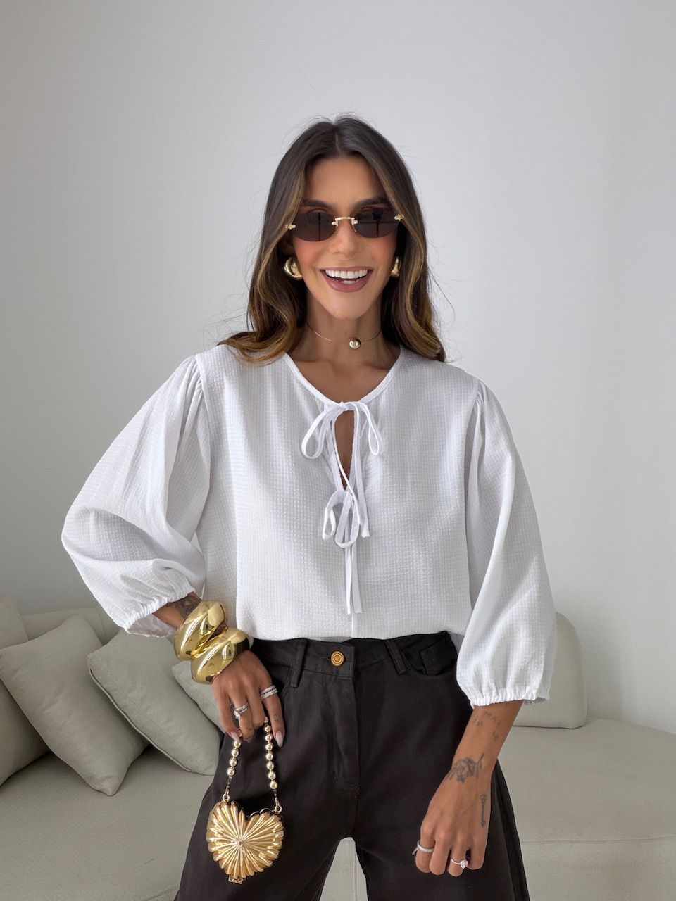 BLUSA NATÁLIA MANGA 3/4 OFF - 0081700048 - CAROLLA FERRARO