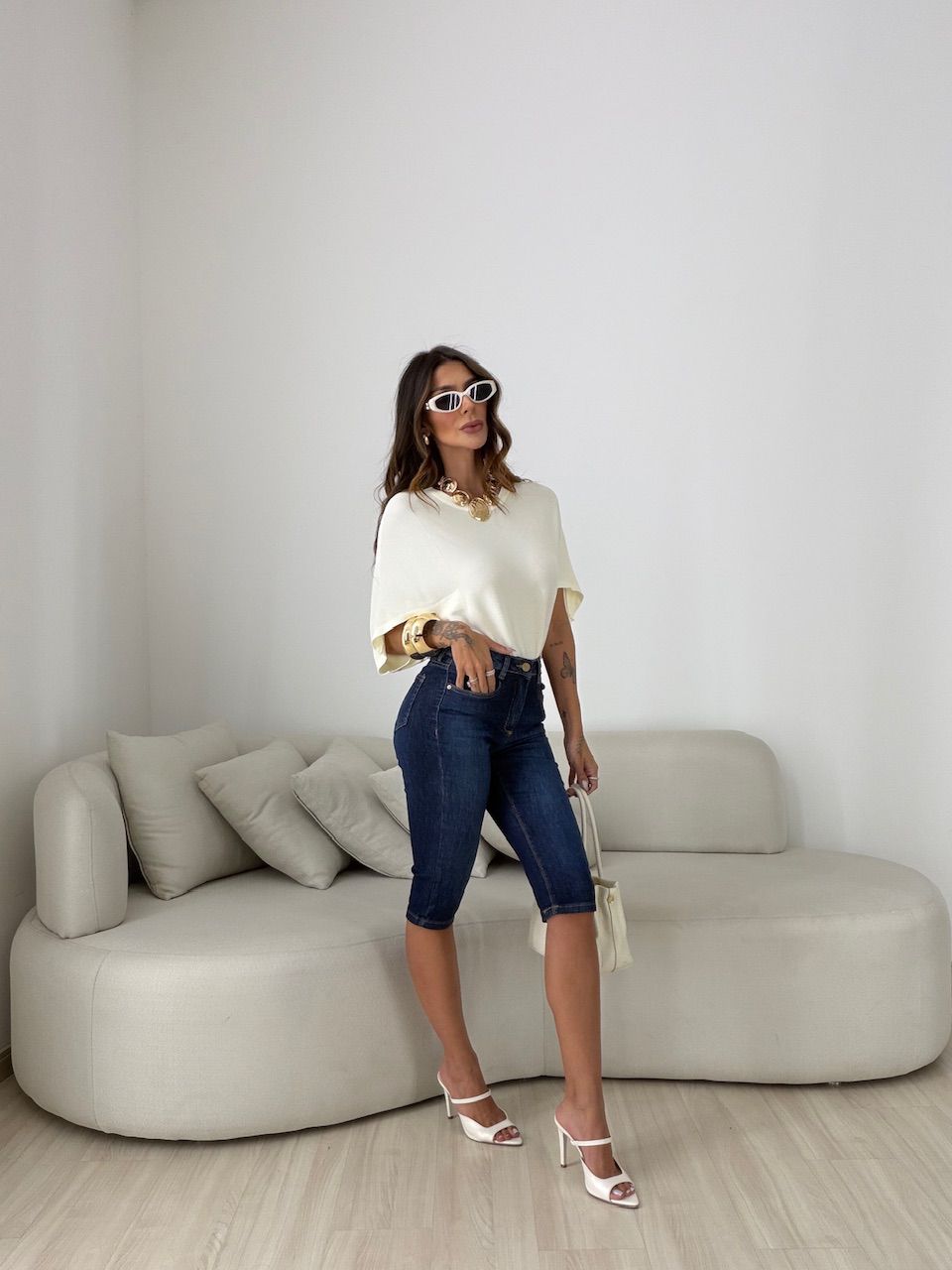 CALÇA CECÍLIA CAPRI JEANS ESCURO