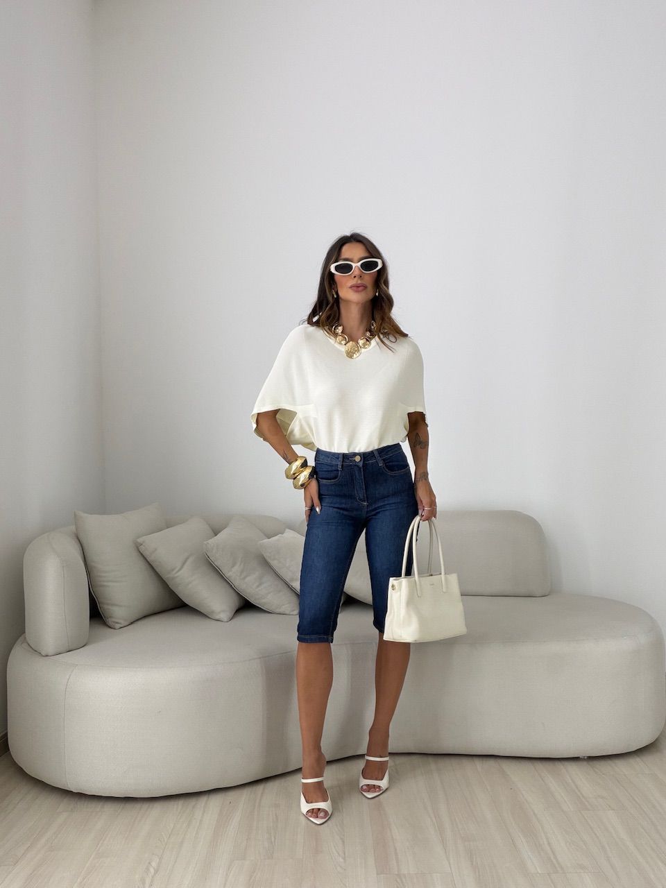 CALÇA CECÍLIA CAPRI JEANS ESCURO
