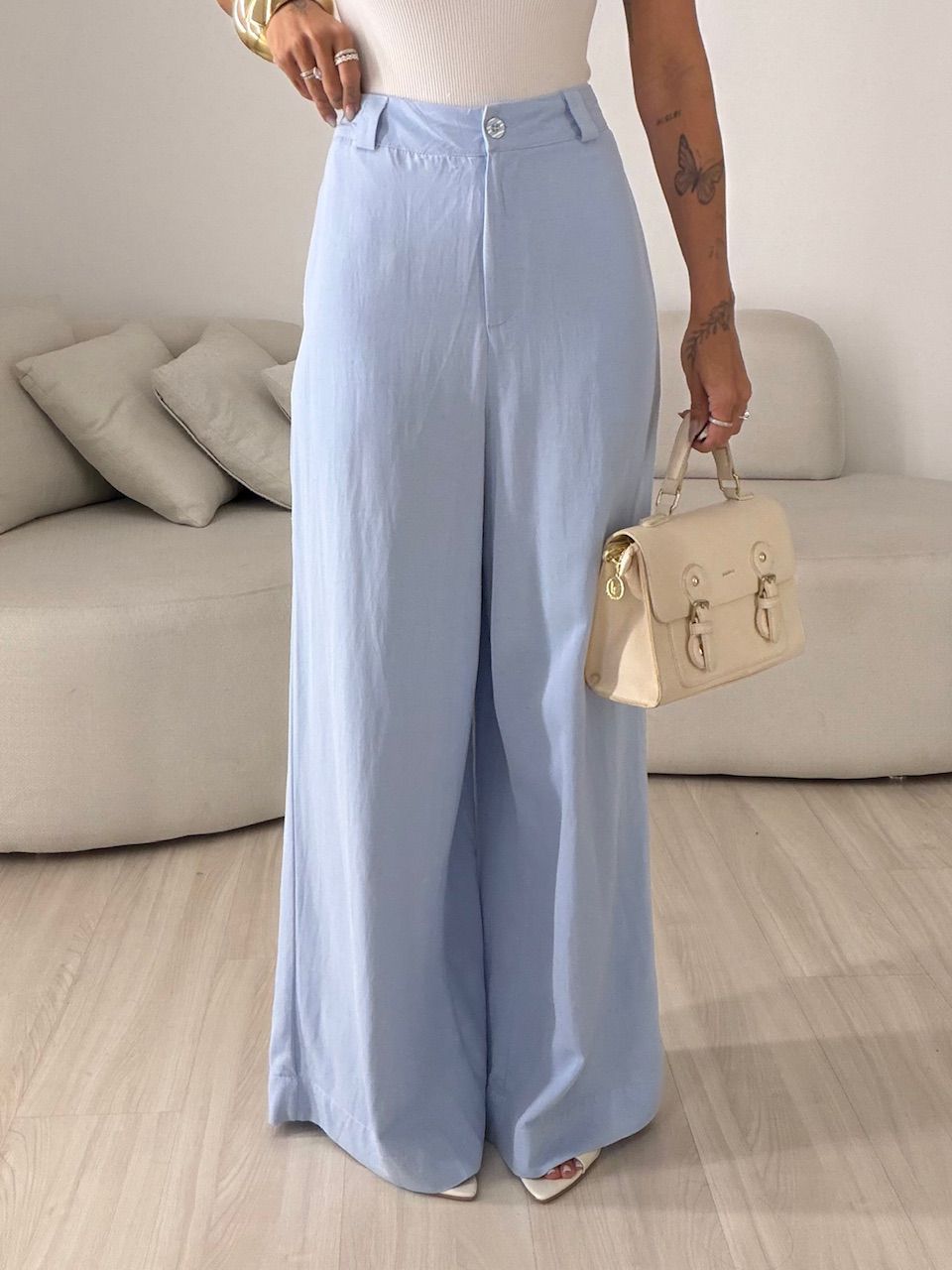 CALÇA EDILENE LINHO AZUL - 0081820109 - CAROLLA FERRARO