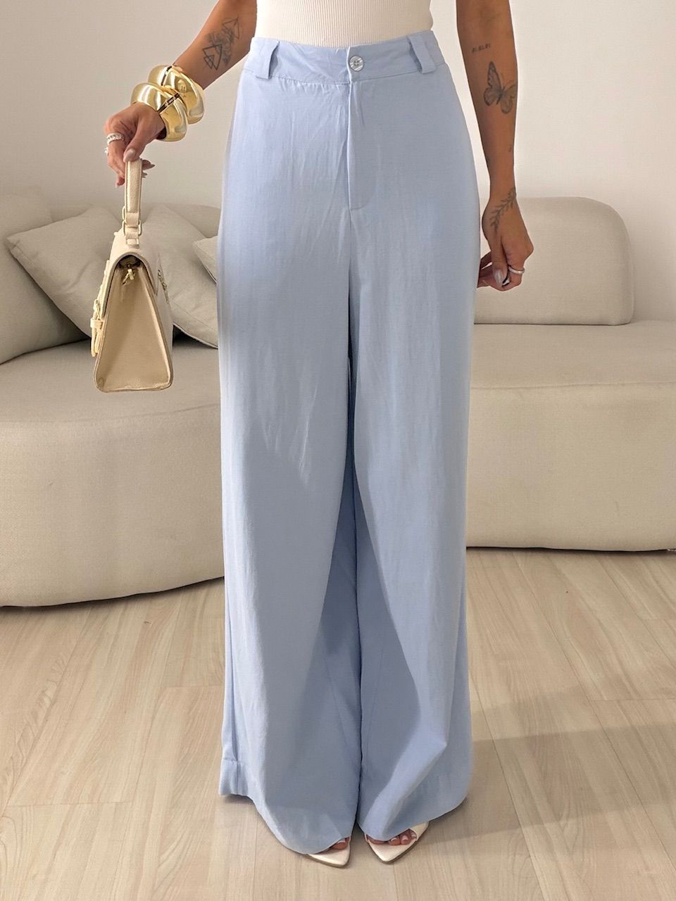 CALÇA EDILENE LINHO AZUL