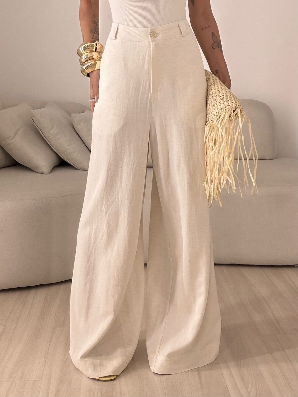 CALÇA EDILENE LINHO CRU