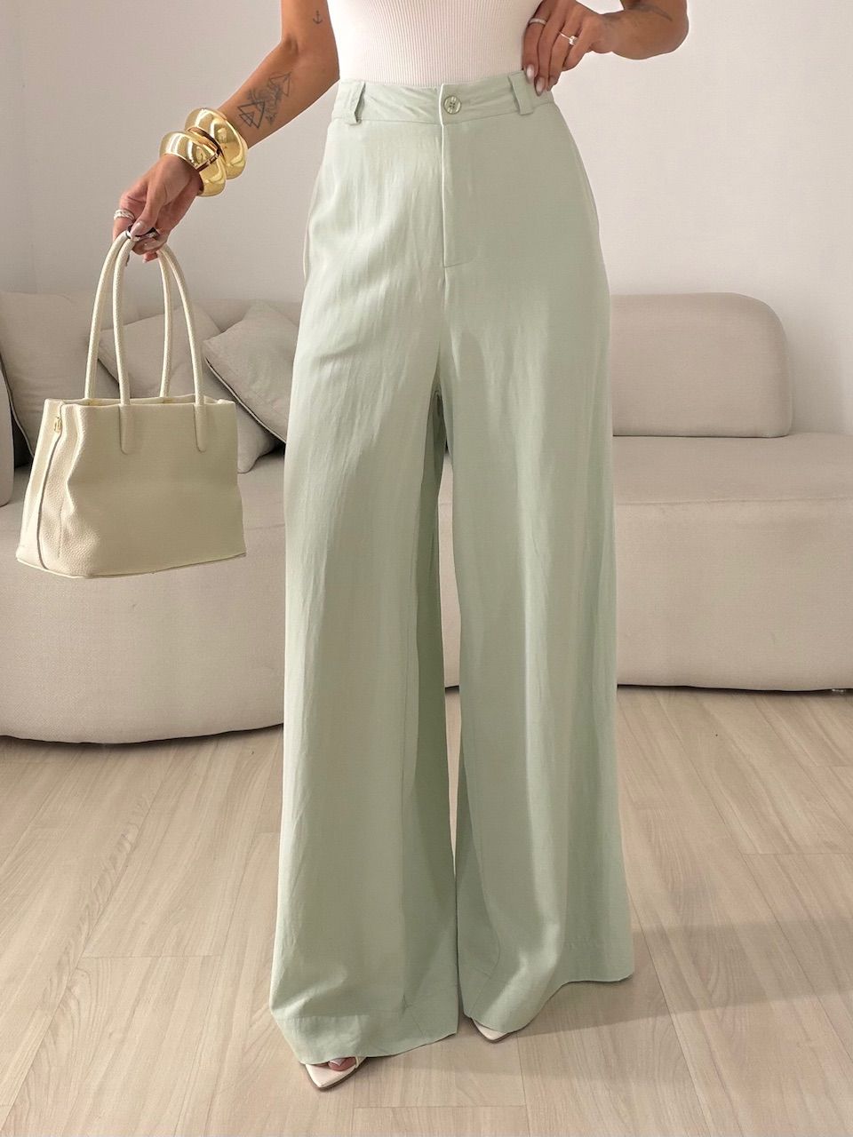 CALÇA EDILENE LINHO VERDE