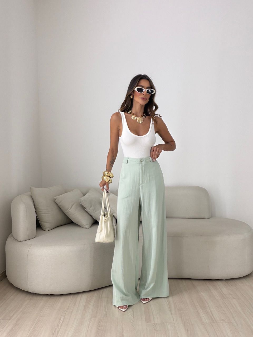 CALÇA EDILENE LINHO VERDE