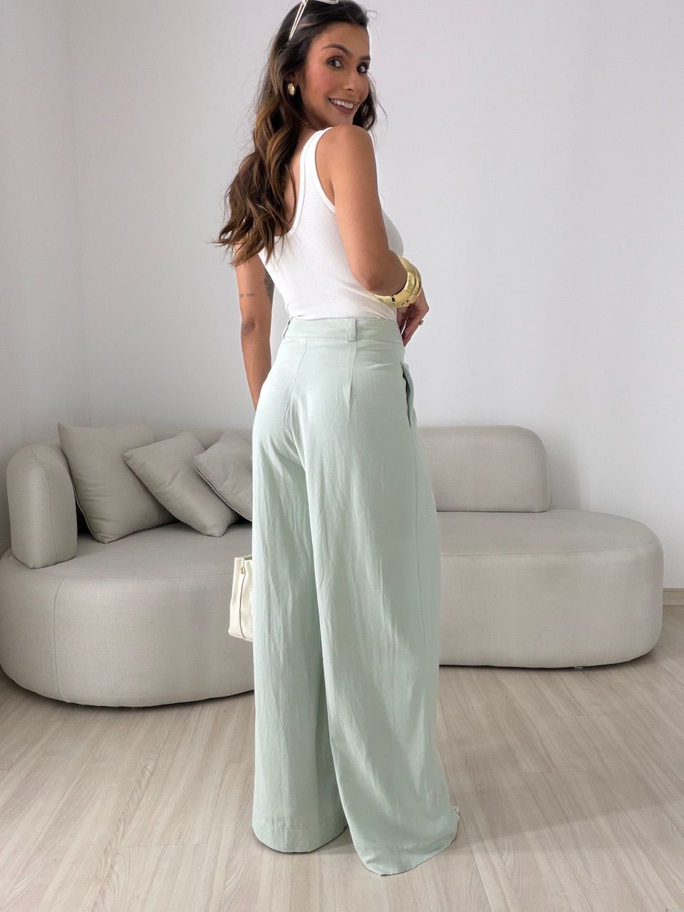 CALÇA EDILENE LINHO VERDE
