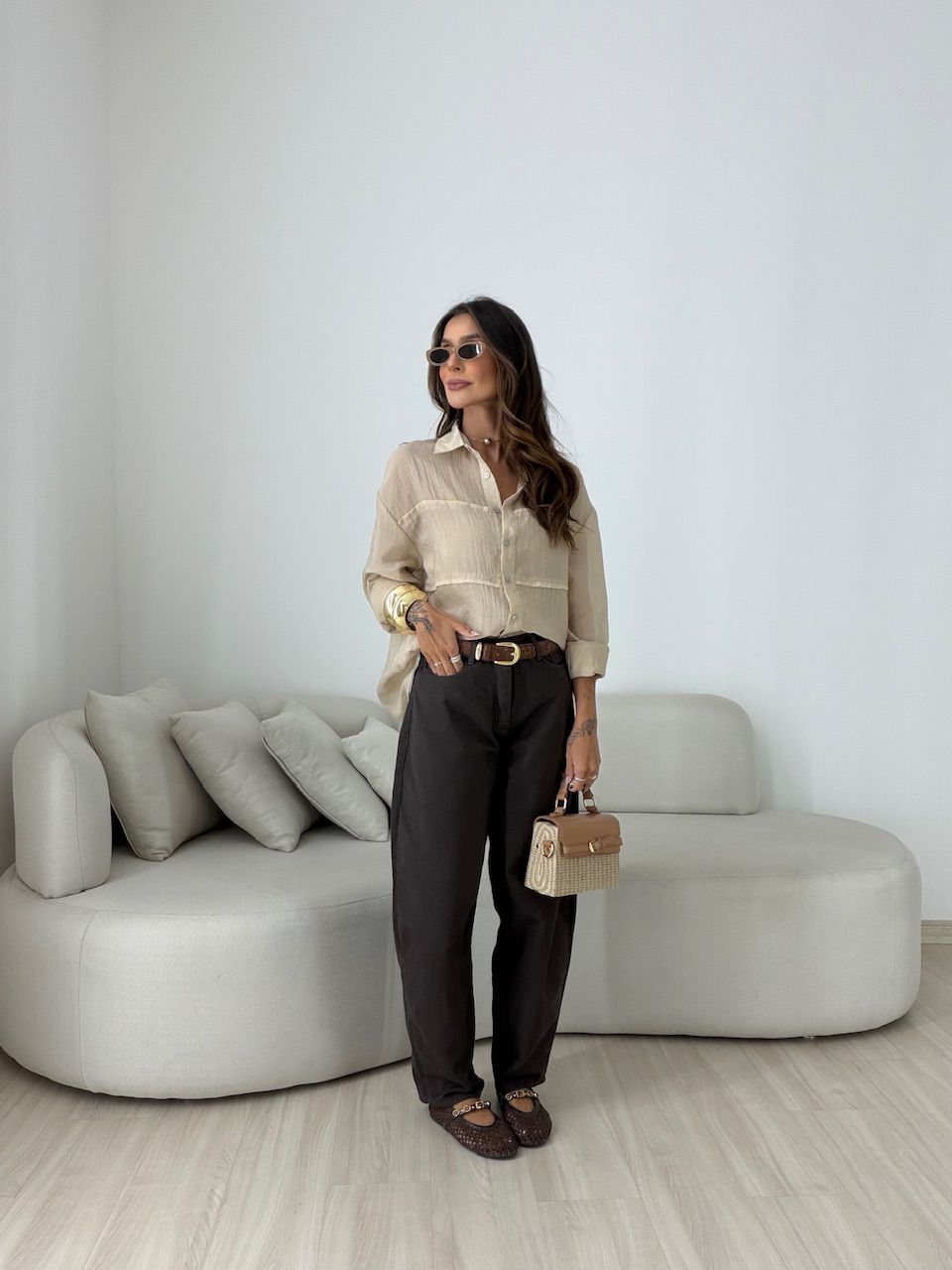 CAMISA BERENICE LISA AREIA