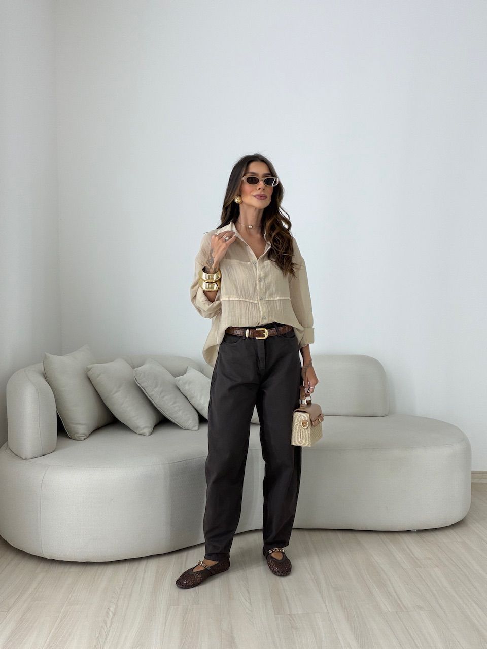 CAMISA BERENICE LISA AREIA