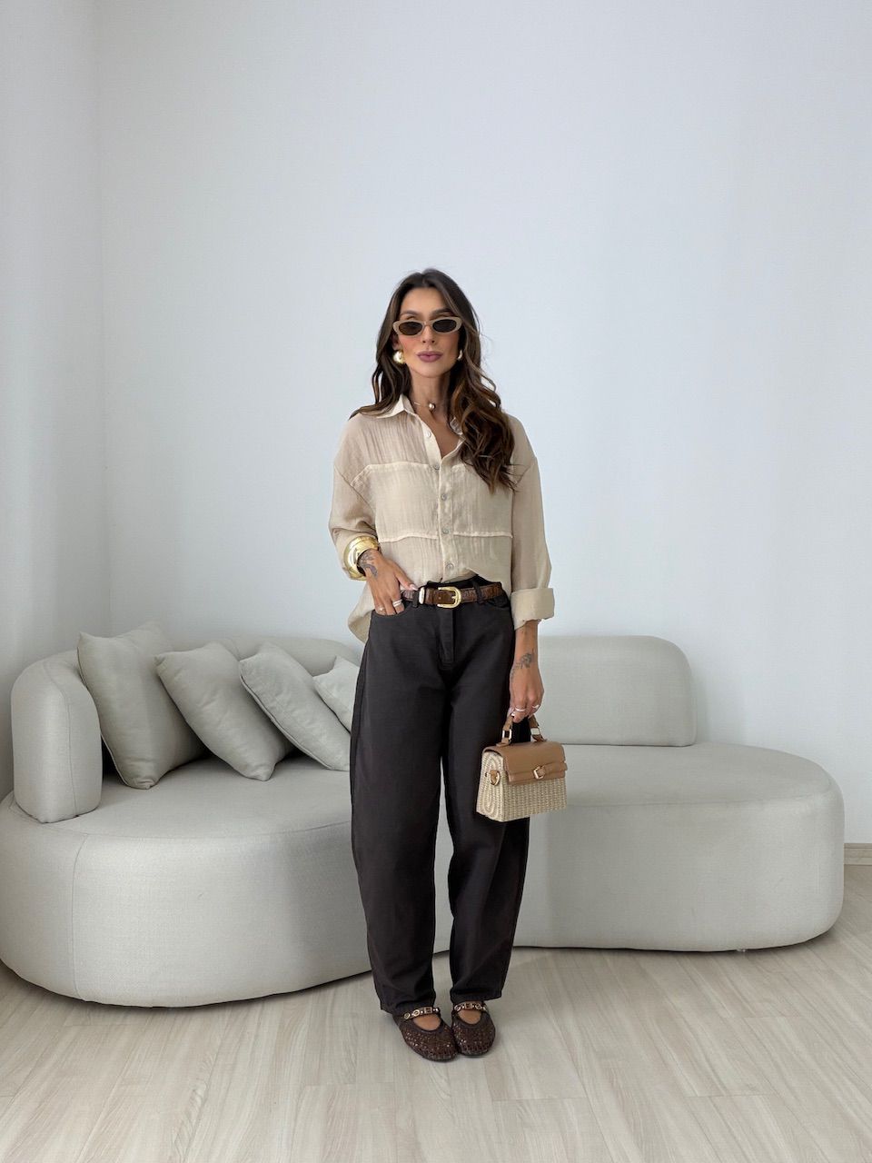 CAMISA BERENICE LISA AREIA