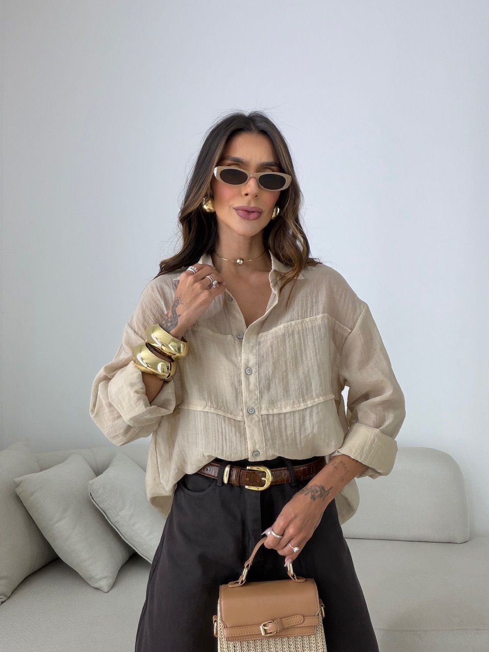 CAMISA BERENICE LISA AREIA
