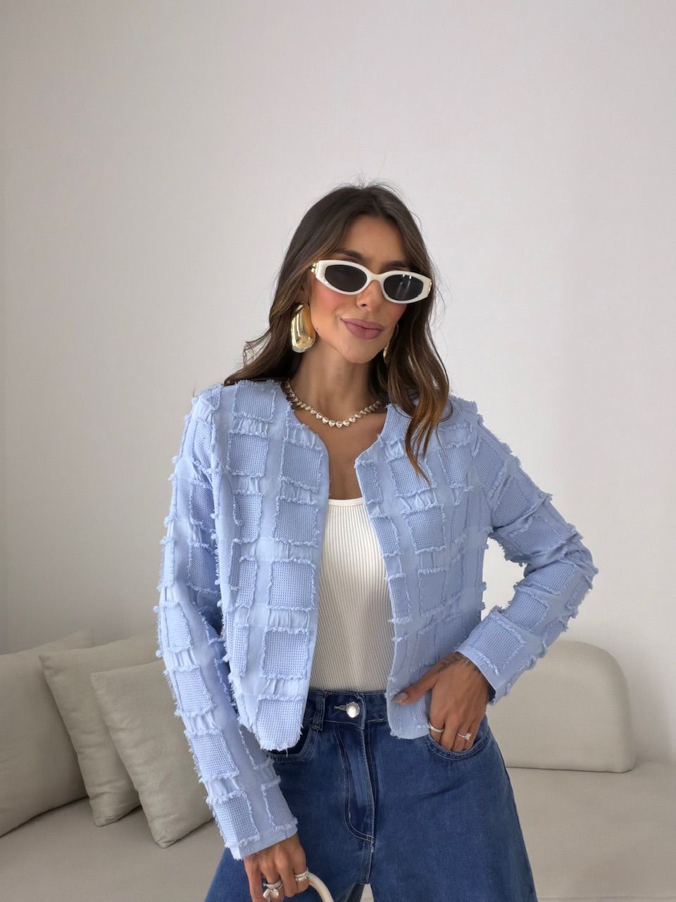 CASAQUETO ANITA FORRADO AZUL - 0081960109 - CAROLLA FERRARO
