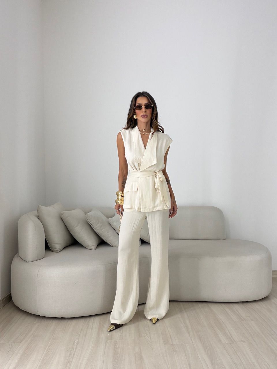 CONJUNTO MABEL FAIXA AREIA - 0081910110 - CAROLLA FERRARO